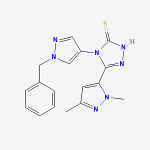 molecular formula C17H17N7S B4670838 4-(1-benzyl-1H-pyrazol-4-yl)-5-(1,3-dimethyl-1H-pyrazol-5-yl)-4H-1,2,4-triazole-3-thiol 