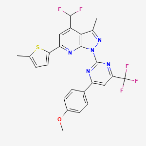 molecular formula C25H18F5N5OS B4670844 4-(difluoromethyl)-1-[4-(4-methoxyphenyl)-6-(trifluoromethyl)-2-pyrimidinyl]-3-methyl-6-(5-methyl-2-thienyl)-1H-pyrazolo[3,4-b]pyridine 