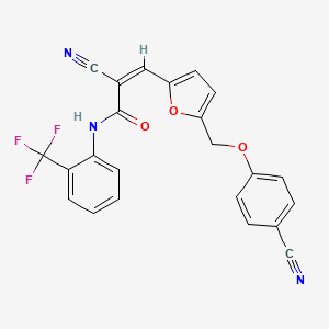 molecular formula C23H14F3N3O3 B4670899 2-cyano-3-{5-[(4-cyanophenoxy)methyl]-2-furyl}-N-[2-(trifluoromethyl)phenyl]acrylamide 