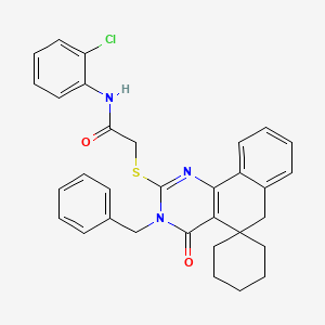 molecular formula C32H30ClN3O2S B4670915 2-[(3-benzyl-4-oxo-4,6-dihydro-3H-spiro[benzo[h]quinazoline-5,1'-cyclohexan]-2-yl)thio]-N-(2-chlorophenyl)acetamide 