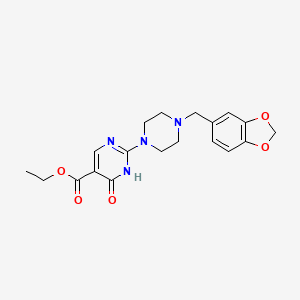 molecular formula C19H22N4O5 B4670934 ethyl 2-[4-(1,3-benzodioxol-5-ylmethyl)-1-piperazinyl]-4-oxo-1,4-dihydro-5-pyrimidinecarboxylate 
