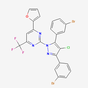 molecular formula C24H12Br2ClF3N4O B4670950 2-[3,5-bis(3-bromophenyl)-4-chloro-1H-pyrazol-1-yl]-4-(2-furyl)-6-(trifluoromethyl)pyrimidine 
