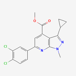 molecular formula C18H15Cl2N3O2 B4670972 methyl 3-cyclopropyl-6-(3,4-dichlorophenyl)-1-methyl-1H-pyrazolo[3,4-b]pyridine-4-carboxylate 