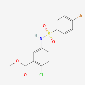 molecular formula C14H11BrClNO4S B4670979 methyl 5-{[(4-bromophenyl)sulfonyl]amino}-2-chlorobenzoate 