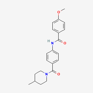 molecular formula C21H24N2O3 B4671028 4-methoxy-N-{4-[(4-methyl-1-piperidinyl)carbonyl]phenyl}benzamide 