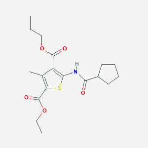 molecular formula C18H25NO5S B4671046 2-ethyl 4-propyl 5-[(cyclopentylcarbonyl)amino]-3-methyl-2,4-thiophenedicarboxylate 