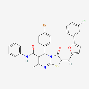 molecular formula C31H21BrClN3O3S B4671077 5-(4-bromophenyl)-2-{[5-(3-chlorophenyl)-2-furyl]methylene}-7-methyl-3-oxo-N-phenyl-2,3-dihydro-5H-[1,3]thiazolo[3,2-a]pyrimidine-6-carboxamide 