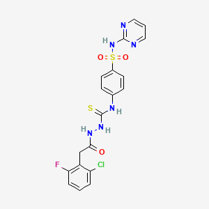 molecular formula C19H16ClFN6O3S2 B4671151 2-[(2-chloro-6-fluorophenyl)acetyl]-N-{4-[(2-pyrimidinylamino)sulfonyl]phenyl}hydrazinecarbothioamide 