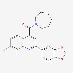 molecular formula C24H23ClN2O3 B4671189 4-(1-azepanylcarbonyl)-2-(1,3-benzodioxol-5-yl)-7-chloro-8-methylquinoline 