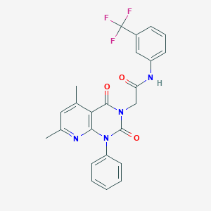 molecular formula C24H19F3N4O3 B4671193 2-(5,7-dimethyl-2,4-dioxo-1-phenyl-1,4-dihydropyrido[2,3-d]pyrimidin-3(2H)-yl)-N-[3-(trifluoromethyl)phenyl]acetamide 