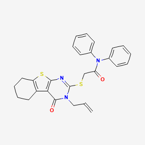 molecular formula C27H25N3O2S2 B4671199 2-[(3-allyl-4-oxo-3,4,5,6,7,8-hexahydro[1]benzothieno[2,3-d]pyrimidin-2-yl)thio]-N,N-diphenylacetamide 