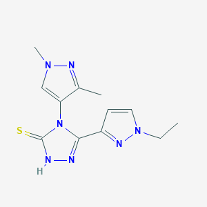 molecular formula C12H15N7S B4671253 4-(1,3-dimethyl-1H-pyrazol-4-yl)-5-(1-ethyl-1H-pyrazol-3-yl)-4H-1,2,4-triazole-3-thiol 