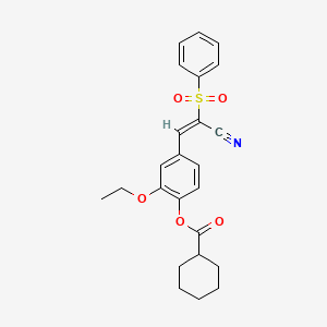 molecular formula C24H25NO5S B4671254 4-[2-cyano-2-(phenylsulfonyl)vinyl]-2-ethoxyphenyl cyclohexanecarboxylate 