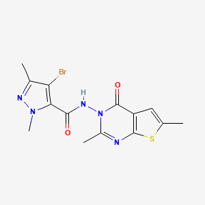 molecular formula C14H14BrN5O2S B4671307 4-bromo-N-(2,6-dimethyl-4-oxothieno[2,3-d]pyrimidin-3(4H)-yl)-1,3-dimethyl-1H-pyrazole-5-carboxamide 