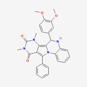 molecular formula C29H26N4O4 B4671314 6-(3,4-dimethoxyphenyl)-7,9-dimethyl-11-phenyl-6,7-dihydropyrimido[4',5':3,4]pyrrolo[1,2-a]quinoxaline-8,10(5H,9H)-dione 