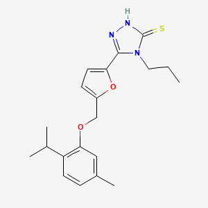 molecular formula C20H25N3O2S B4671353 5-{5-[(2-isopropyl-5-methylphenoxy)methyl]-2-furyl}-4-propyl-4H-1,2,4-triazole-3-thiol 