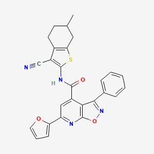 molecular formula C27H20N4O3S B4671360 N-(3-cyano-6-methyl-4,5,6,7-tetrahydro-1-benzothien-2-yl)-6-(2-furyl)-3-phenylisoxazolo[5,4-b]pyridine-4-carboxamide 