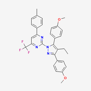 molecular formula C31H27F3N4O2 B4671369 2-[4-ethyl-3,5-bis(4-methoxyphenyl)-1H-pyrazol-1-yl]-4-(4-methylphenyl)-6-(trifluoromethyl)pyrimidine 