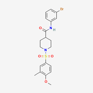 molecular formula C20H23BrN2O4S B4671371 N-(3-bromophenyl)-1-[(4-methoxy-3-methylphenyl)sulfonyl]-4-piperidinecarboxamide 