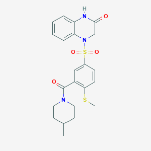 molecular formula C22H25N3O4S2 B4671389 4-{[3-[(4-methyl-1-piperidinyl)carbonyl]-4-(methylthio)phenyl]sulfonyl}-3,4-dihydro-2(1H)-quinoxalinone 