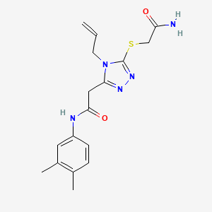 molecular formula C17H21N5O2S B4671400 2-{4-allyl-5-[(2-amino-2-oxoethyl)thio]-4H-1,2,4-triazol-3-yl}-N-(3,4-dimethylphenyl)acetamide 