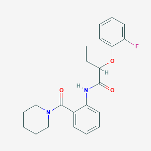 molecular formula C22H25FN2O3 B4671411 2-(2-fluorophenoxy)-N-[2-(1-piperidinylcarbonyl)phenyl]butanamide 