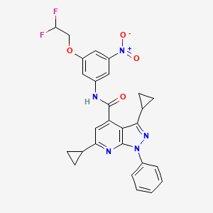 molecular formula C27H23F2N5O4 B4671432 3,6-dicyclopropyl-N-[3-(2,2-difluoroethoxy)-5-nitrophenyl]-1-phenyl-1H-pyrazolo[3,4-b]pyridine-4-carboxamide 