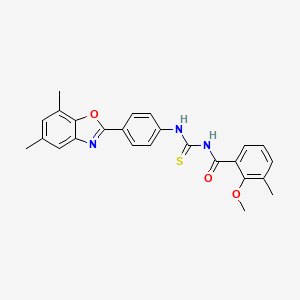 molecular formula C25H23N3O3S B4671466 N-({[4-(5,7-dimethyl-1,3-benzoxazol-2-yl)phenyl]amino}carbonothioyl)-2-methoxy-3-methylbenzamide 