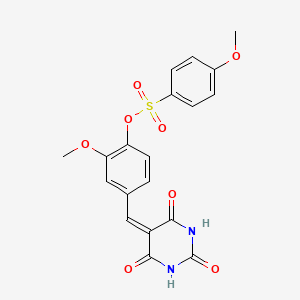 molecular formula C19H16N2O8S B4671502 2-methoxy-4-[(2,4,6-trioxotetrahydro-5(2H)-pyrimidinylidene)methyl]phenyl 4-methoxybenzenesulfonate 