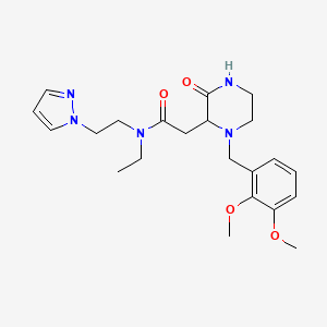 molecular formula C22H31N5O4 B4671505 2-[1-(2,3-dimethoxybenzyl)-3-oxo-2-piperazinyl]-N-ethyl-N-[2-(1H-pyrazol-1-yl)ethyl]acetamide 