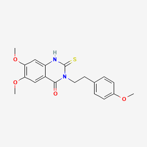 molecular formula C19H20N2O4S B4671525 6,7-dimethoxy-3-[2-(4-methoxyphenyl)ethyl]-2-thioxo-2,3-dihydro-4(1H)-quinazolinone 