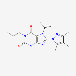 molecular formula C18H26N6O2 B4671537 7-isopropyl-3-methyl-1-propyl-8-(3,4,5-trimethyl-1H-pyrazol-1-yl)-3,7-dihydro-1H-purine-2,6-dione 