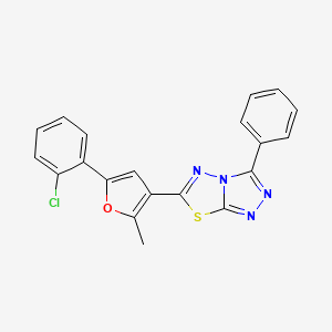 molecular formula C20H13ClN4OS B4671558 6-[5-(2-chlorophenyl)-2-methyl-3-furyl]-3-phenyl[1,2,4]triazolo[3,4-b][1,3,4]thiadiazole 