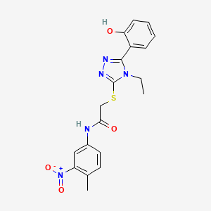 molecular formula C19H19N5O4S B4671579 2-{[4-ethyl-5-(2-hydroxyphenyl)-4H-1,2,4-triazol-3-yl]thio}-N-(4-methyl-3-nitrophenyl)acetamide 
