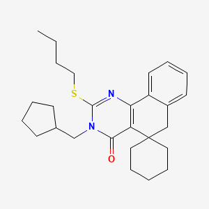 molecular formula C27H36N2OS B4671596 2-(butylthio)-3-(cyclopentylmethyl)-3H-spiro[benzo[h]quinazoline-5,1'-cyclohexan]-4(6H)-one CAS No. 5705-06-6