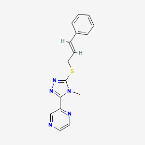 molecular formula C16H15N5S B4671597 2-{4-methyl-5-[(3-phenyl-2-propen-1-yl)thio]-4H-1,2,4-triazol-3-yl}pyrazine 