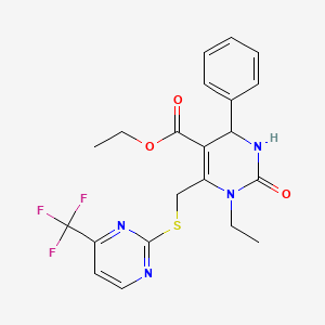 molecular formula C21H21F3N4O3S B4671693 ethyl 1-ethyl-2-oxo-4-phenyl-6-({[4-(trifluoromethyl)-2-pyrimidinyl]thio}methyl)-1,2,3,4-tetrahydro-5-pyrimidinecarboxylate 
