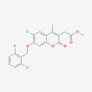molecular formula C20H15Cl2FO5 B4671705 methyl {6-chloro-7-[(2-chloro-6-fluorobenzyl)oxy]-4-methyl-2-oxo-2H-chromen-3-yl}acetate 