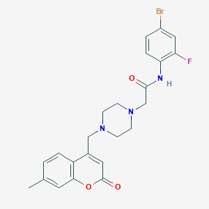 molecular formula C23H23BrFN3O3 B4671732 N-(4-bromo-2-fluorophenyl)-2-{4-[(7-methyl-2-oxo-2H-chromen-4-yl)methyl]-1-piperazinyl}acetamide 