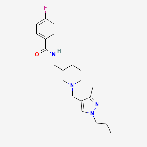 molecular formula C21H29FN4O B4671752 4-fluoro-N-({1-[(3-methyl-1-propyl-1H-pyrazol-4-yl)methyl]-3-piperidinyl}methyl)benzamide 