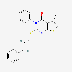 molecular formula C23H20N2OS2 B4671776 5,6-dimethyl-3-phenyl-2-[(3-phenyl-2-propen-1-yl)thio]thieno[2,3-d]pyrimidin-4(3H)-one 