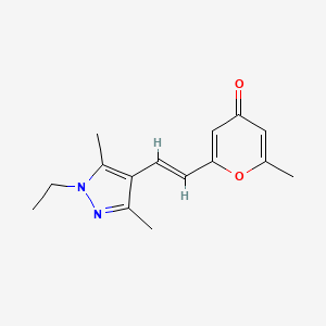 molecular formula C15H18N2O2 B4671798 2-[2-(1-ethyl-3,5-dimethyl-1H-pyrazol-4-yl)vinyl]-6-methyl-4H-pyran-4-one 