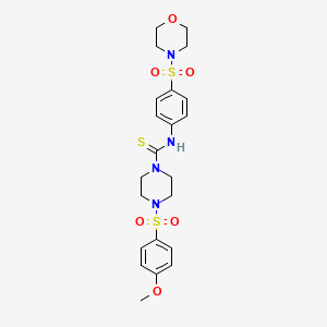 molecular formula C22H28N4O6S3 B4671807 4-[(4-methoxyphenyl)sulfonyl]-N-[4-(4-morpholinylsulfonyl)phenyl]-1-piperazinecarbothioamide 