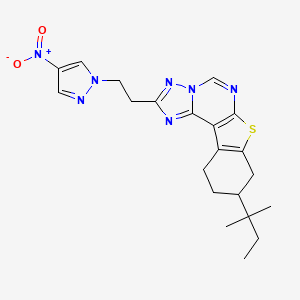 molecular formula C21H25N7O2S B4671815 9-(1,1-dimethylpropyl)-2-[2-(4-nitro-1H-pyrazol-1-yl)ethyl]-8,9,10,11-tetrahydro[1]benzothieno[3,2-e][1,2,4]triazolo[1,5-c]pyrimidine 