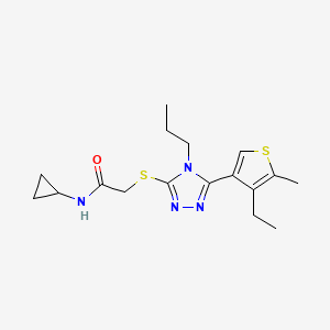 molecular formula C17H24N4OS2 B4671827 N-cyclopropyl-2-{[5-(4-ethyl-5-methyl-3-thienyl)-4-propyl-4H-1,2,4-triazol-3-yl]thio}acetamide 