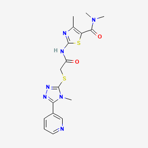 molecular formula C17H19N7O2S2 B4671850 N,N,4-trimethyl-2-[({[4-methyl-5-(3-pyridinyl)-4H-1,2,4-triazol-3-yl]thio}acetyl)amino]-1,3-thiazole-5-carboxamide 