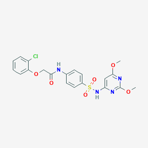 molecular formula C20H19ClN4O6S B467189 2-(2-chlorophenoxy)-N-(4-{[(2,6-dimethoxy-4-pyrimidinyl)amino]sulfonyl}phenyl)acetamide CAS No. 581781-95-5