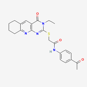 molecular formula C23H24N4O3S B4671916 N-(4-acetylphenyl)-2-[(3-ethyl-4-oxo-3,4,6,7,8,9-hexahydropyrimido[4,5-b]quinolin-2-yl)thio]acetamide 