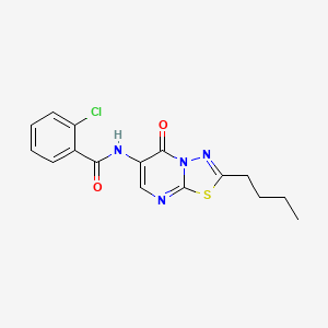 molecular formula C16H15ClN4O2S B4671925 N-(2-butyl-5-oxo-5H-[1,3,4]thiadiazolo[3,2-a]pyrimidin-6-yl)-2-chlorobenzamide 
