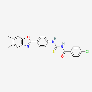 4-chloro-N-({[4-(5,6-dimethyl-1,3-benzoxazol-2-yl)phenyl]amino}carbonothioyl)benzamide